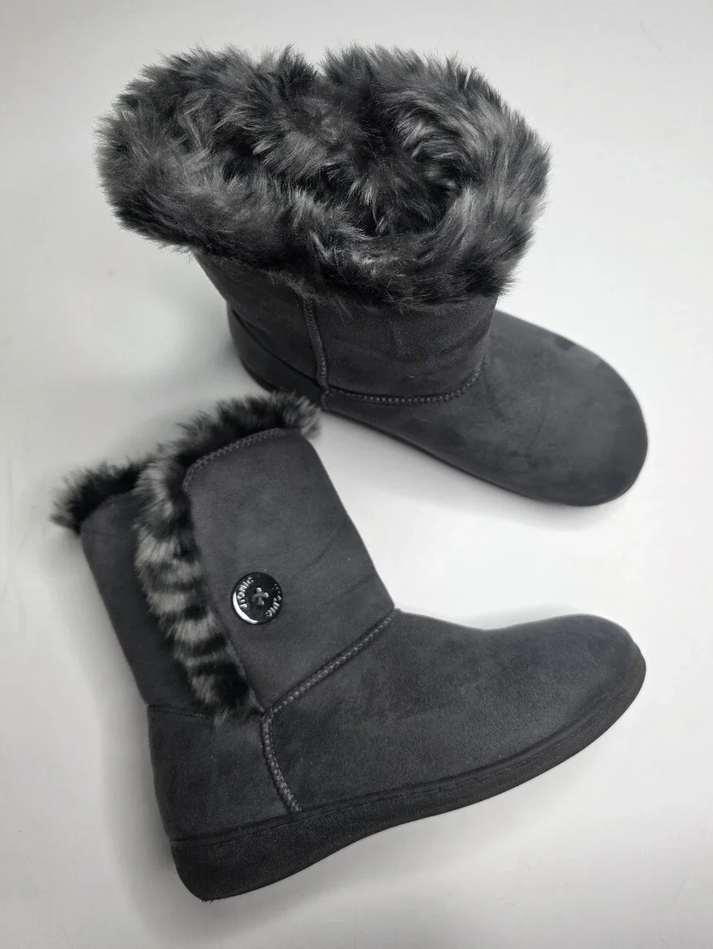Vionic Fairfax Womens Boots Size 6 Gray Faux Fur Lined Orthaheel Slip On Ease